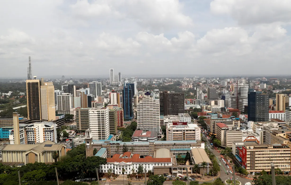 General view of the central business district in Nairobi