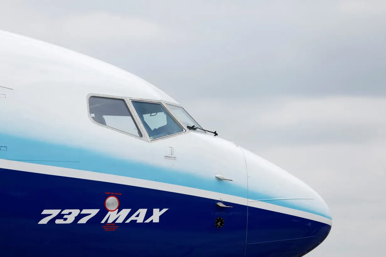 The Boeing 737 MAX aircraft is displayed at the Farnborough International Airshow, in Farnborough, Britain