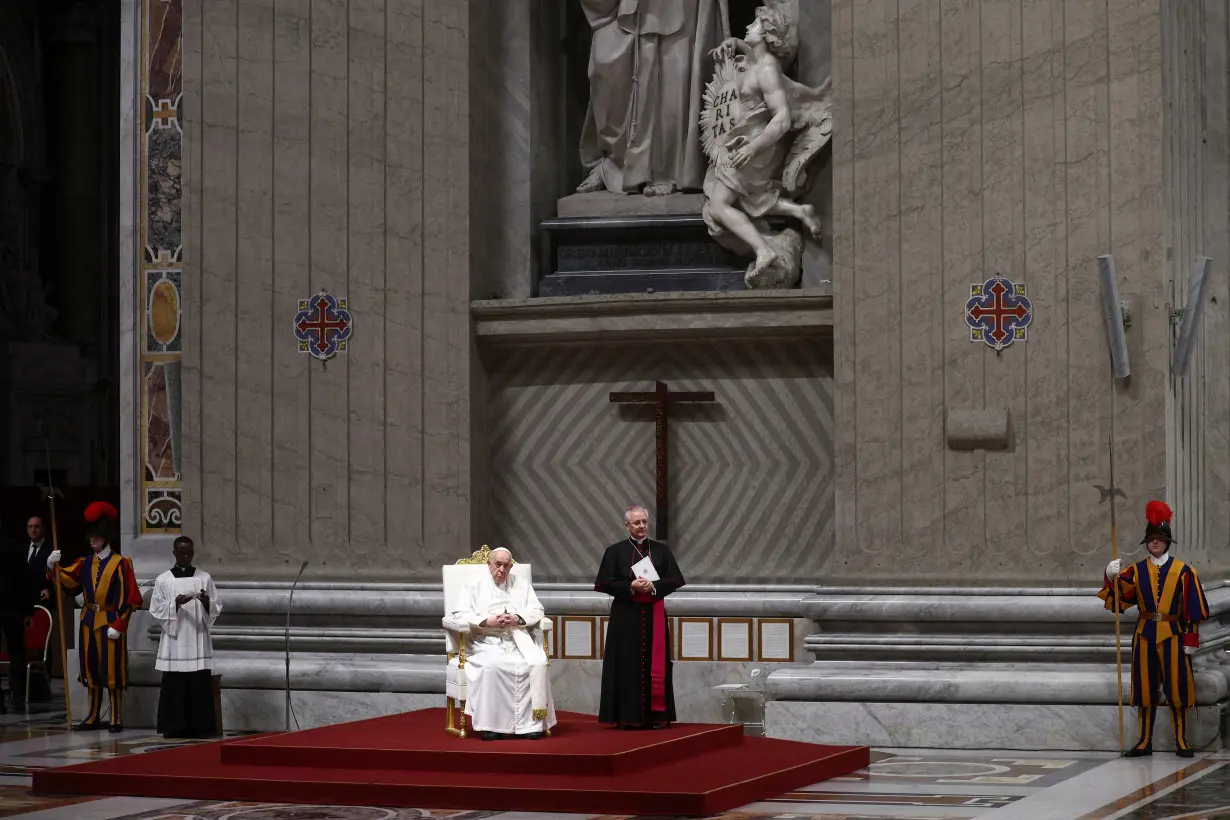Pope Francis leads a prayer service for peace at the Vatican