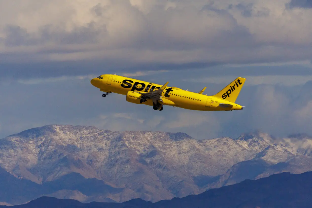 FILE PHOTO: Spirit Airlines commercial airlines takes off from Las Vegas
