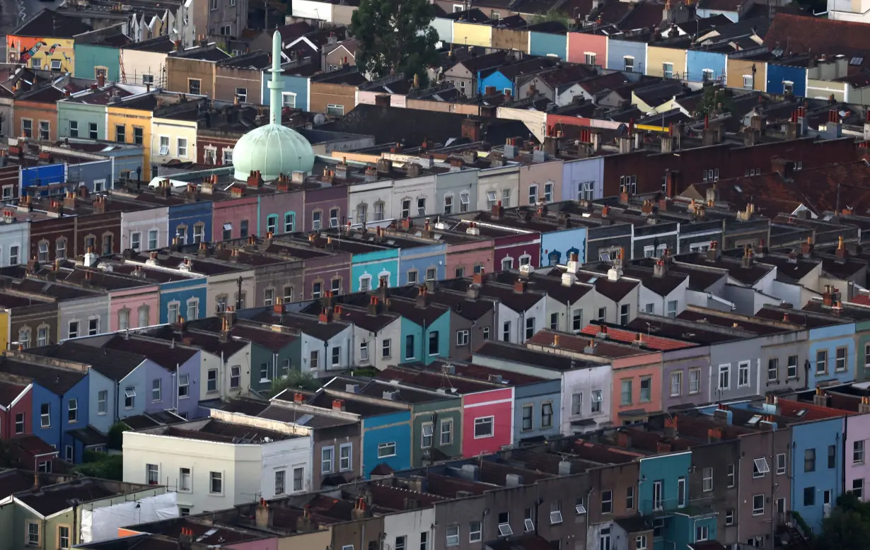 Painted rows of houses are seen in Bristol