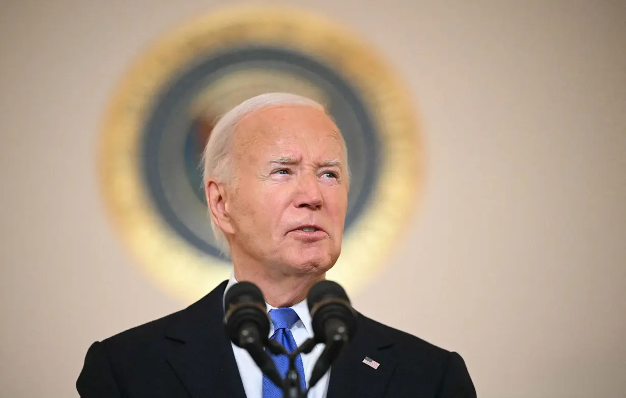 US President Joe Biden delivers remarks on the Supreme Court's immunity ruling at the Cross Hall of the White House in Washington, DC on July 1.