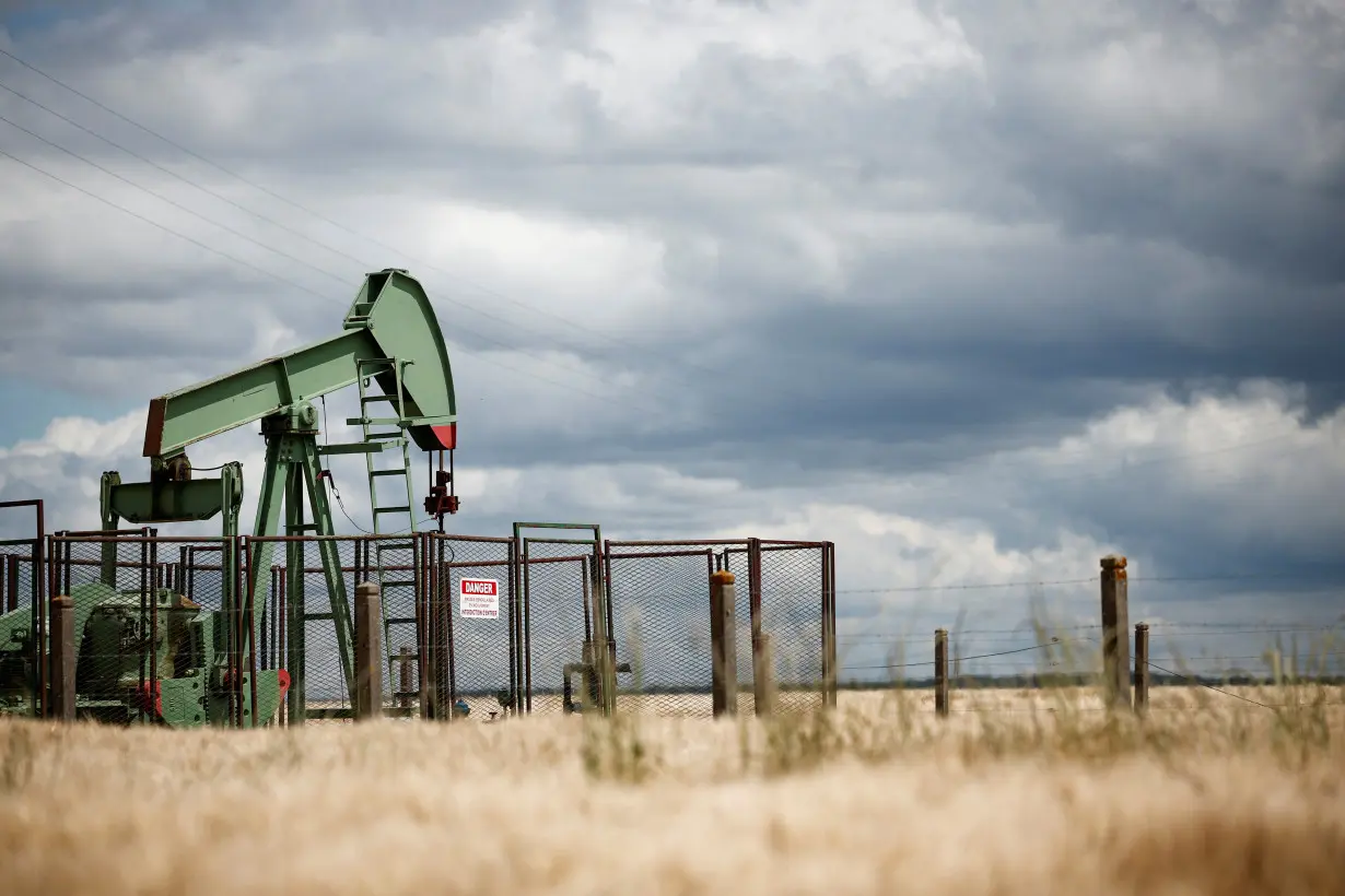 A pumpjack operates at the Vermilion Energy site in Trigueres