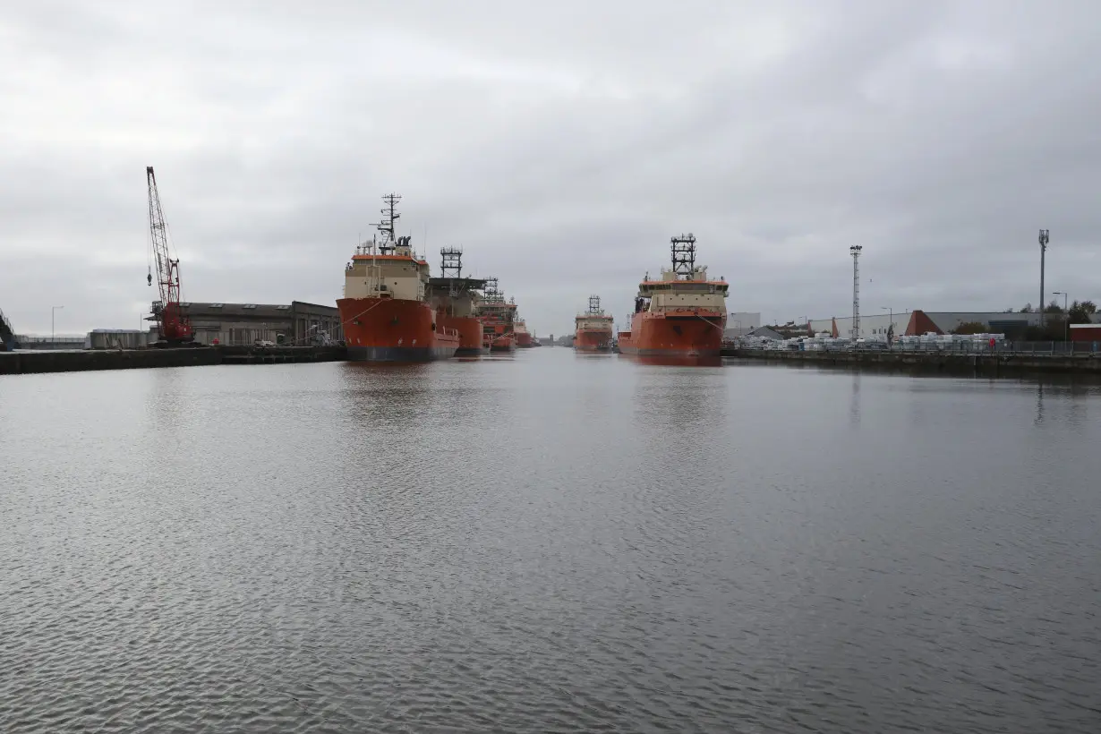 Vessels that are used for towing oil rigs in the North Sea are moored up at William Wright docks in Hull