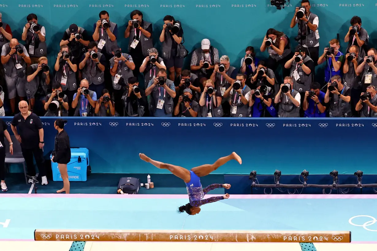 Simone Biles of United States in action on the Balance Beam