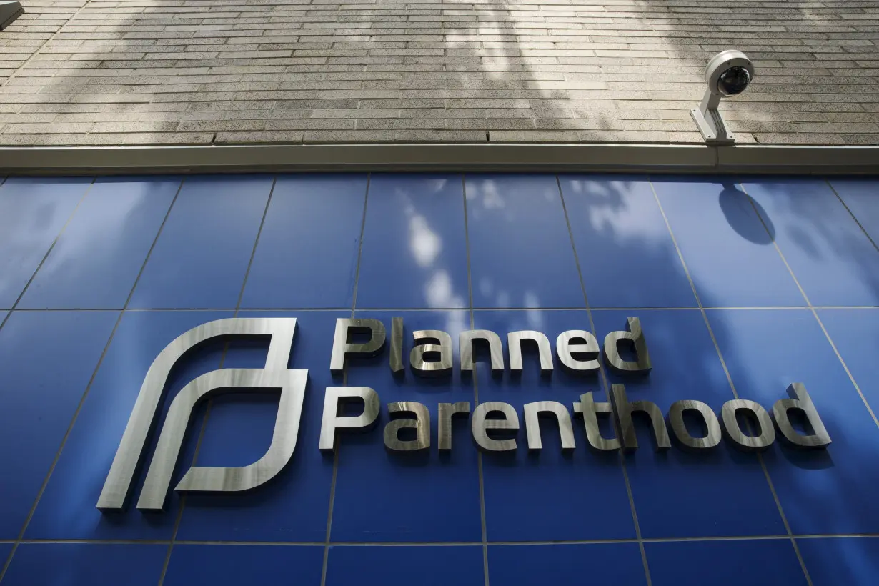 A sign is pictured at the entrance to a Planned Parenthood building in New York