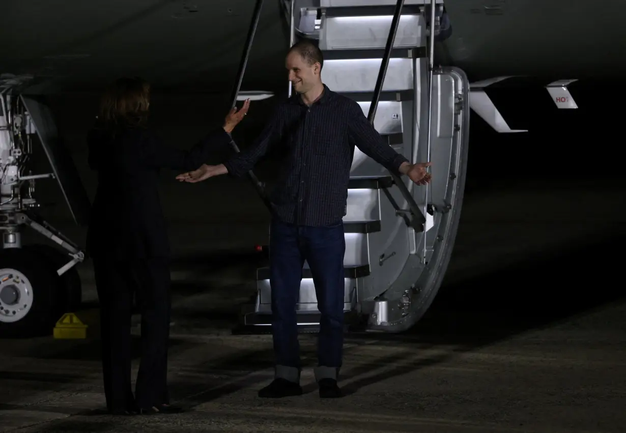 U.S. President Joe Biden meets with Americans released from detention in Russia, upon their arrival at Joint Base Andrews