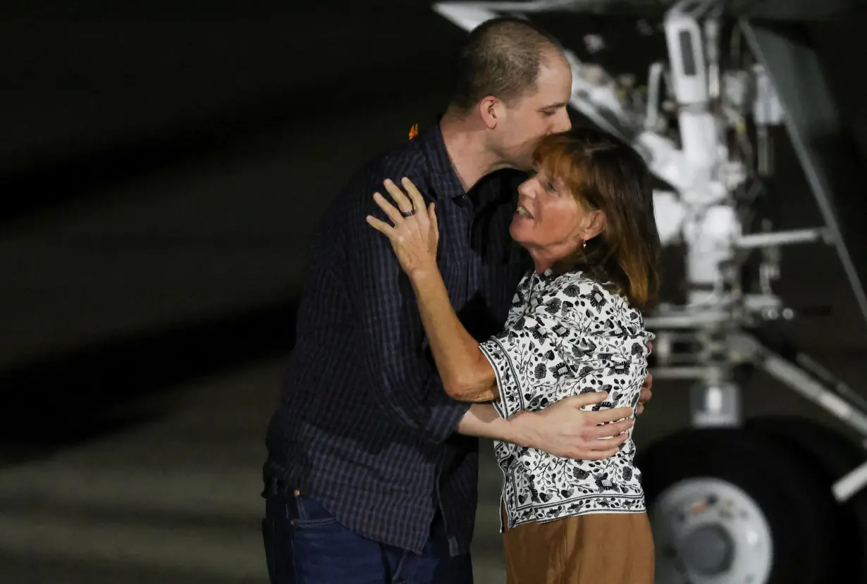 U.S. President Joe Biden meets with Americans released from detention in Russia, upon their arrival at Joint Base Andrews