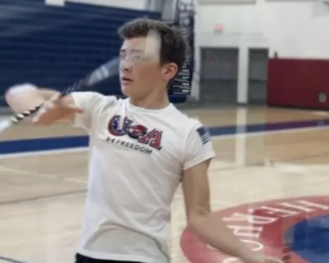 St. Louis School student in an international baton twirling competition