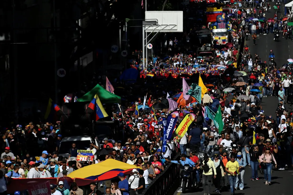 Supporters of Venezuelan President Nicolas Maduro rally in Caracas