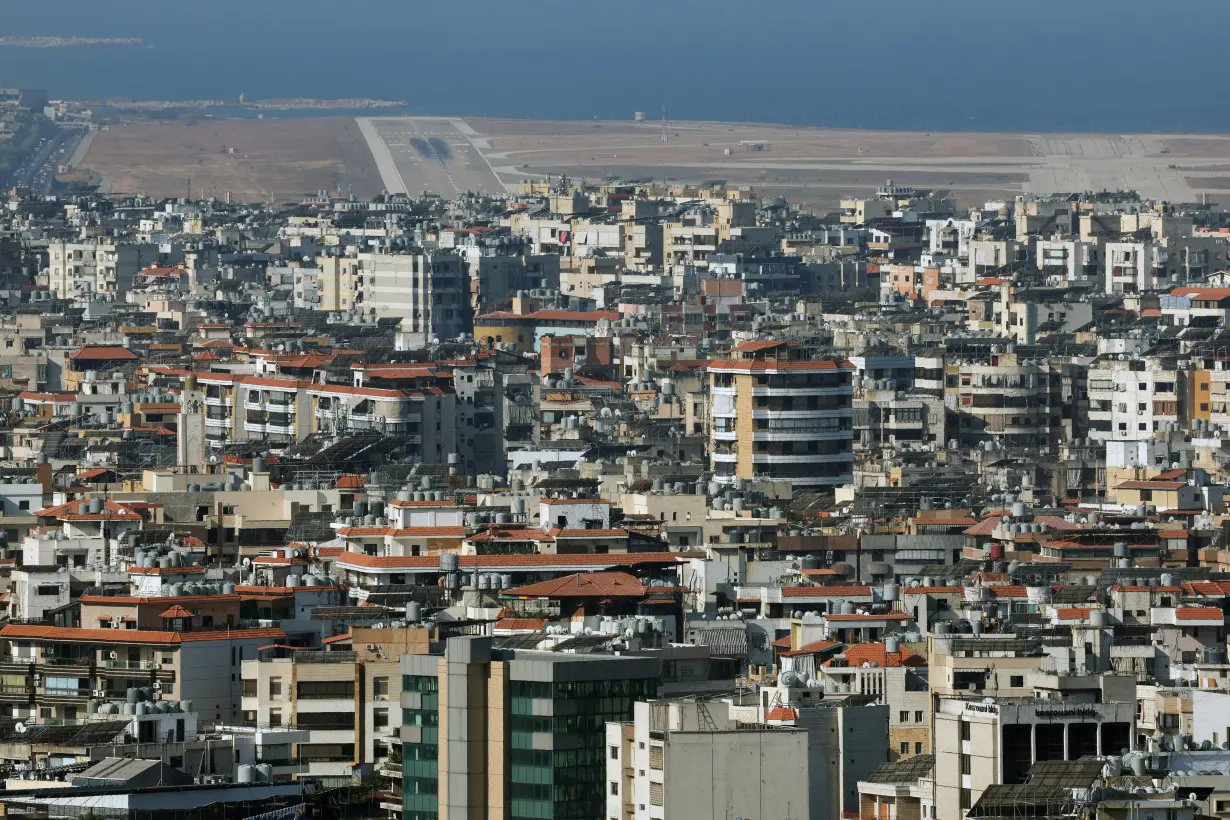 A view shows part of Beirut-Rafic Al Hariri International Airport and Beirut's southern suburbs