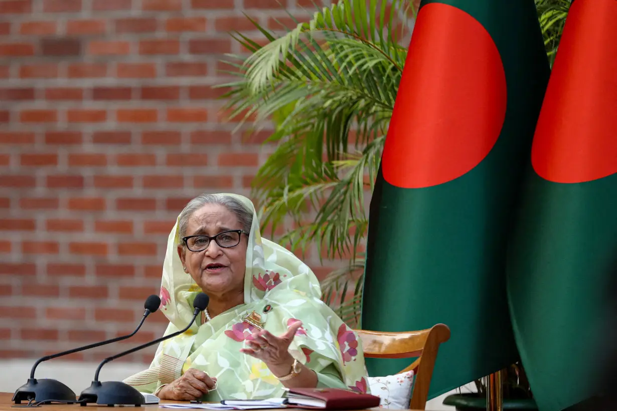 FILE PHOTO: Sheikh Hasina, the newly elected Prime Minister of Bangladesh and Chairperson of Bangladesh Awami League, meets foreign observers and journalists at the Prime Minister's residence in Dhaka