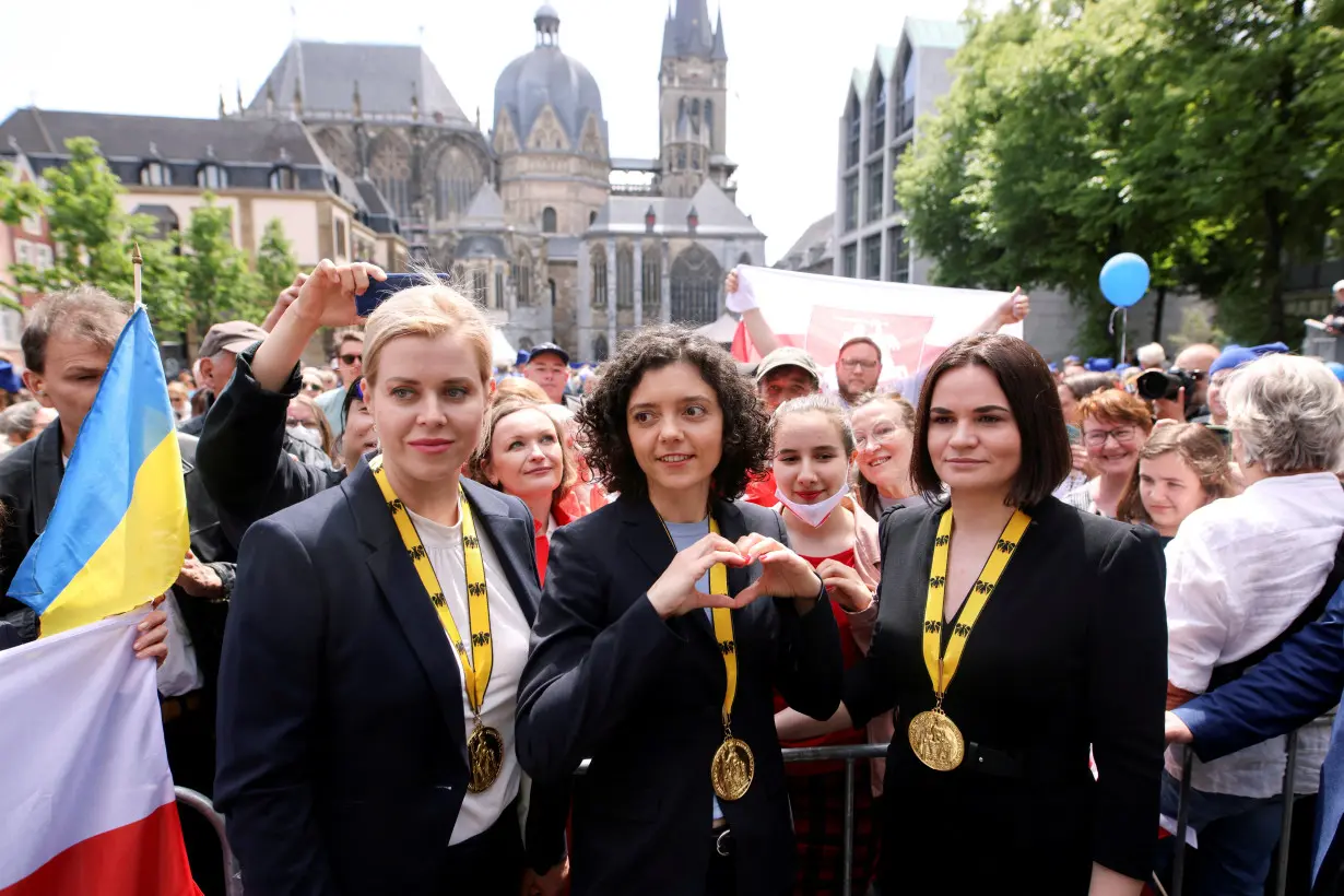 FILE PHOTO: Belarusian activists receive Charlemagne Prize in Aachen