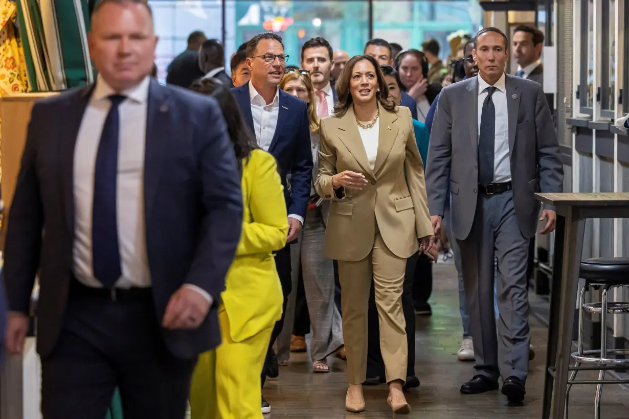 U.S. Vice President Kamala Harris and Pennsylvania Governor Josh Shapiro visit the Reading Terminal Market in Philadelphia