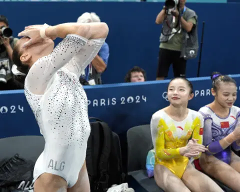 Kaylia Nemour of Algeria wins the gold in uneven bars and Suni Lee takes the bronze