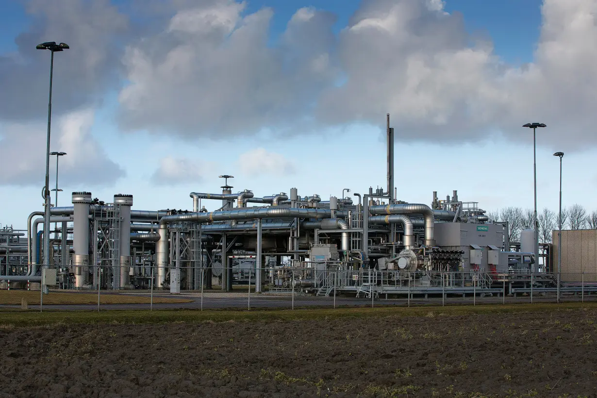 A view of a gas production plant is seen in 't Zand in Groningen