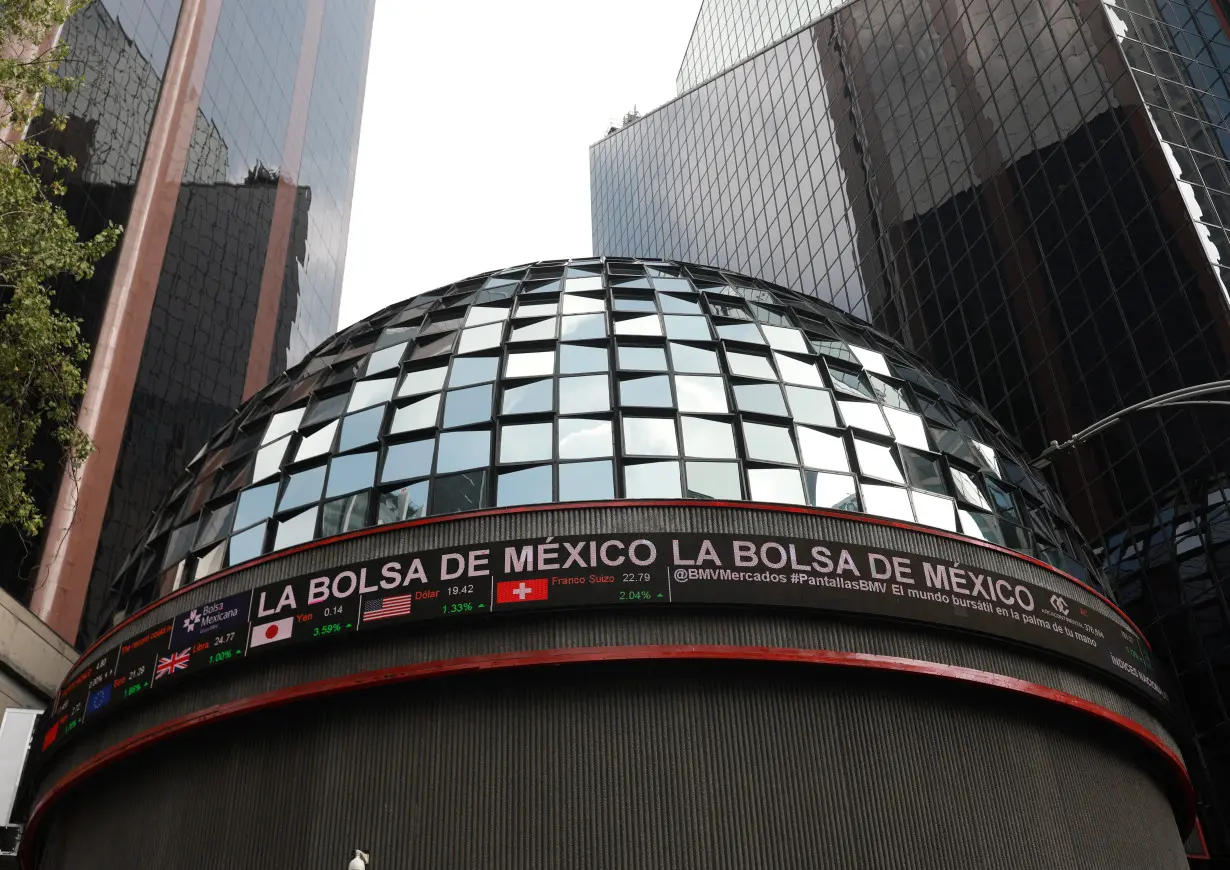 A view of Mexico's stock exchange building in Mexico City