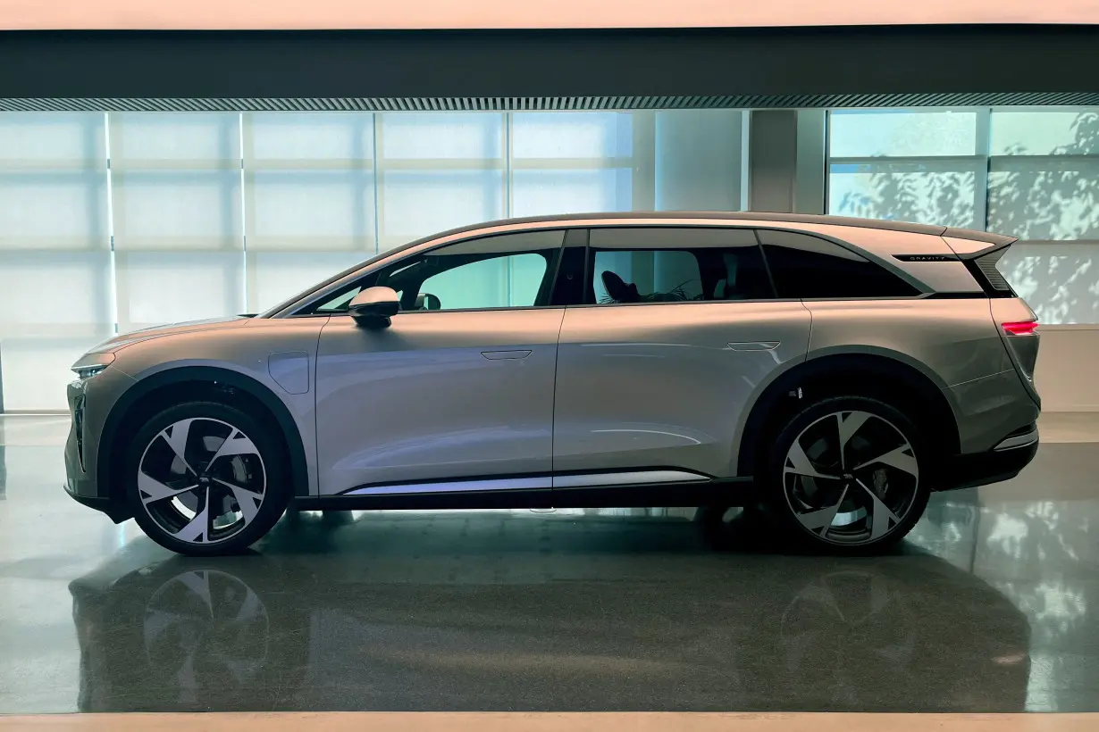 FILE PHOTO: Lucid's Gravity electric SUV is seen in a preview at Lucid's headquarters in Newark