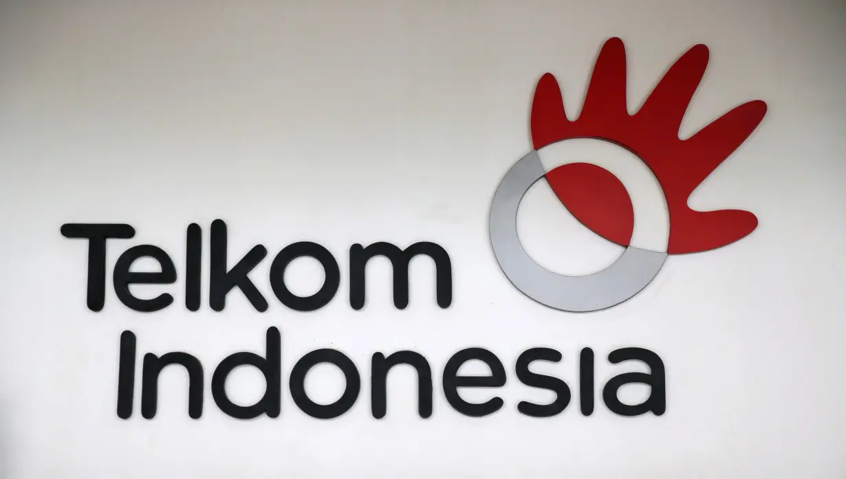 The logo of Indonesia's largest telecommunications services company PT Telekomunikasi Indonesia (Telkom) is seen at Plasa Telkom building in Jakarta