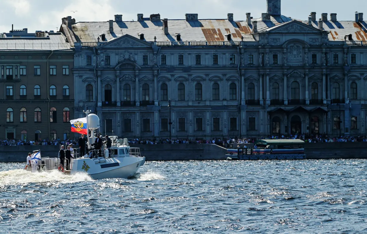 Russia's President Putin attends Navy Day parade in St Petersburg