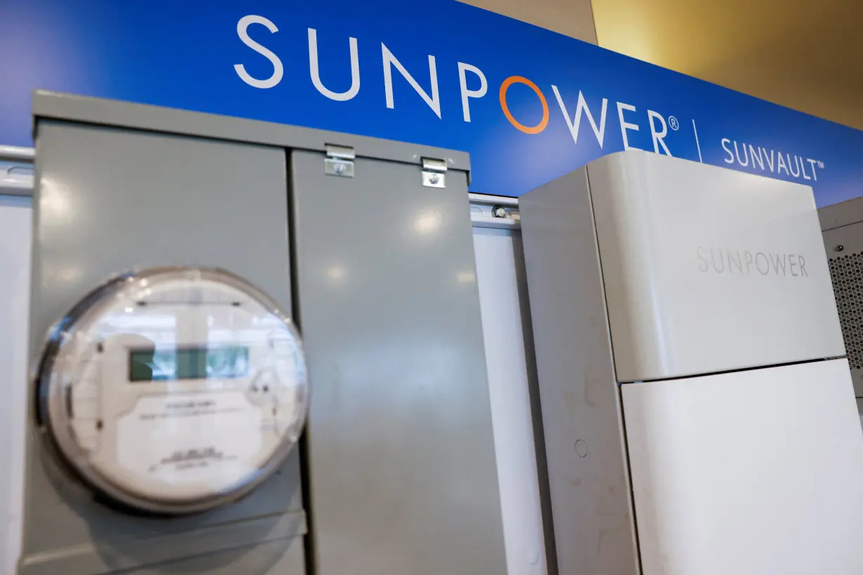 FILE PHOTO: A SunPower SunVault display of the solar company SunPower at their California office