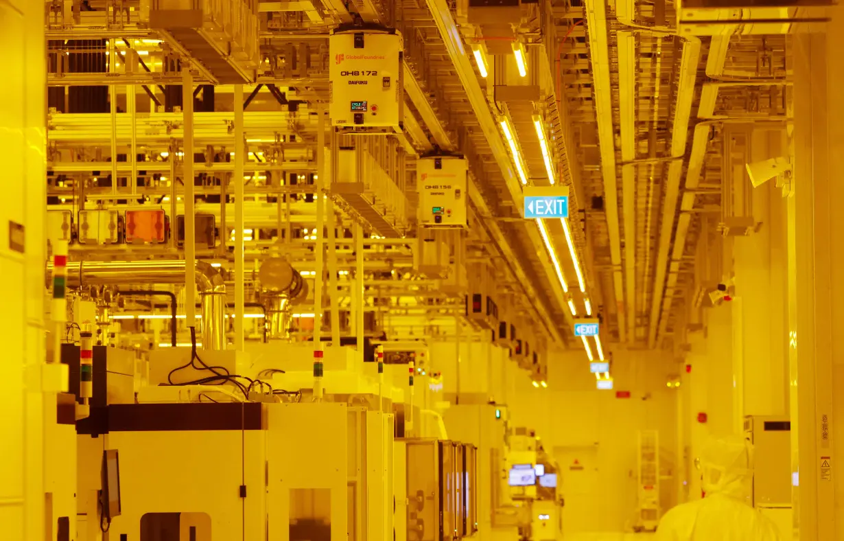 A view of the clean room in U.S. chipmaker GlobalFoundries' new fabrication plant in Singapore