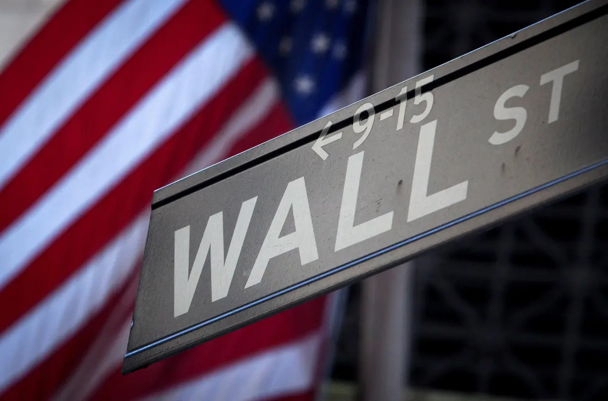 FILE PHOTO: A Wall Street sign outside the New York Stock Exchange