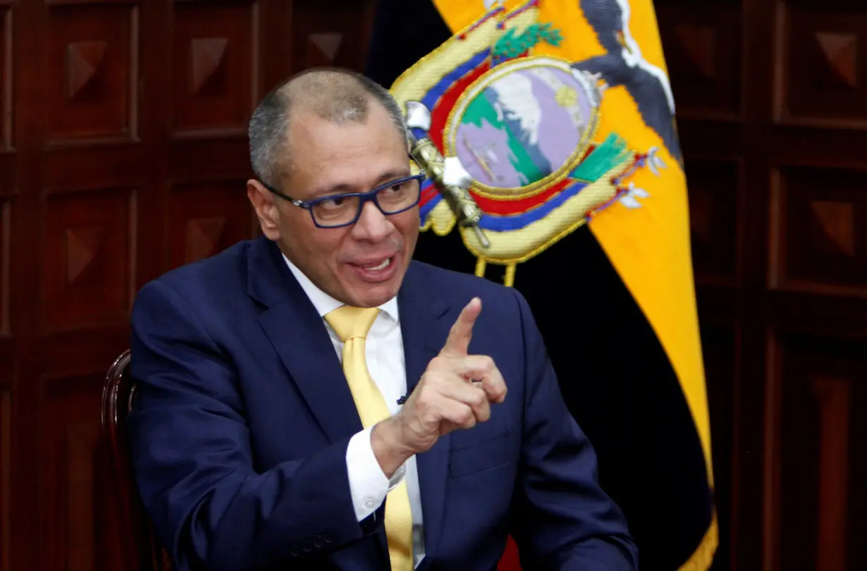 Ecuador's Vice President Jorge Glas talks during an interview with Reuters at the Government Palace in Quito