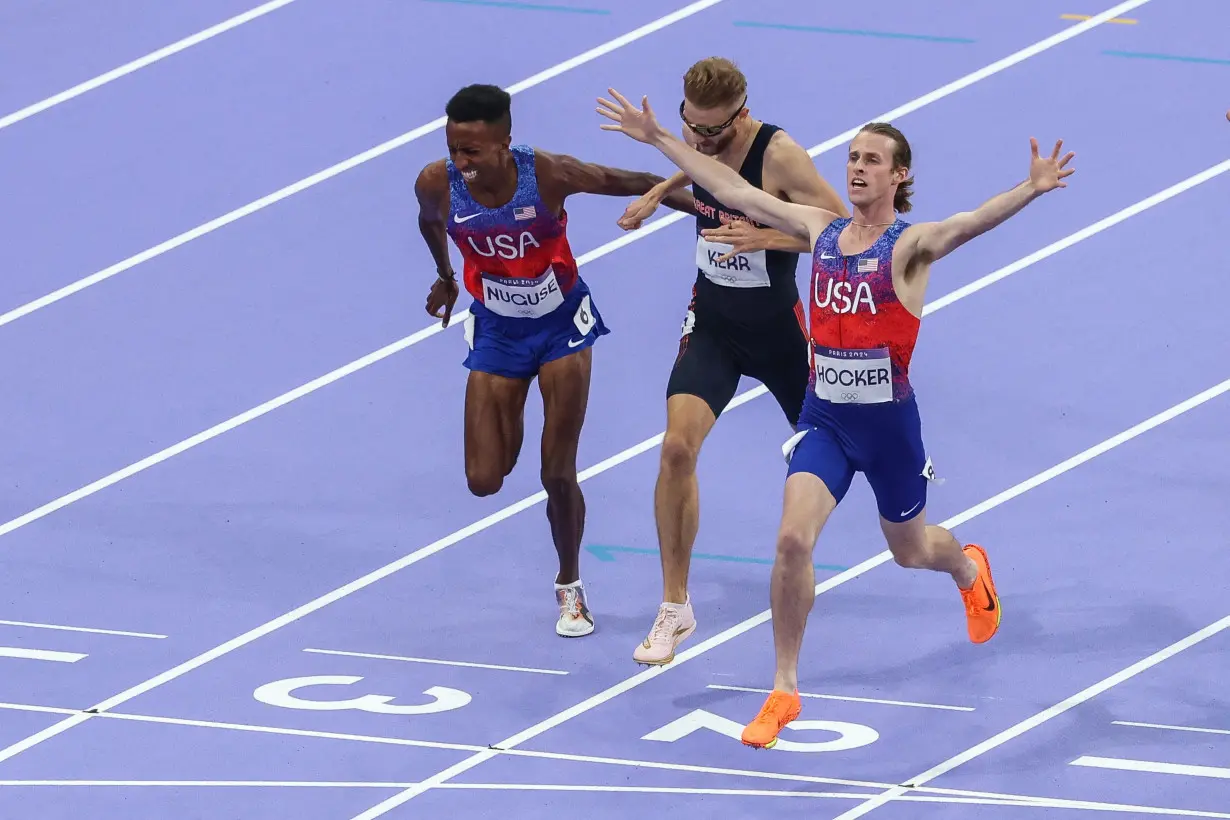 USA's Cole Hocker produces one of the upsets of the Paris Olympics to win 1,500-meter gold