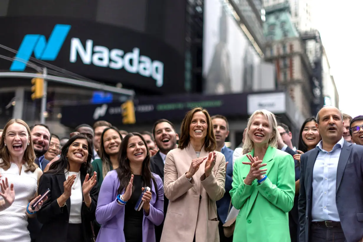 Blackrock celebrates the launch of the first U.S. spot Ethereum ETF at the Nasdaq MarketSite, at Times Square in New York