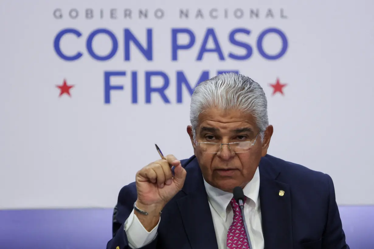 Panama's President Jose Raul Mulino holds a press conference, in Panama City