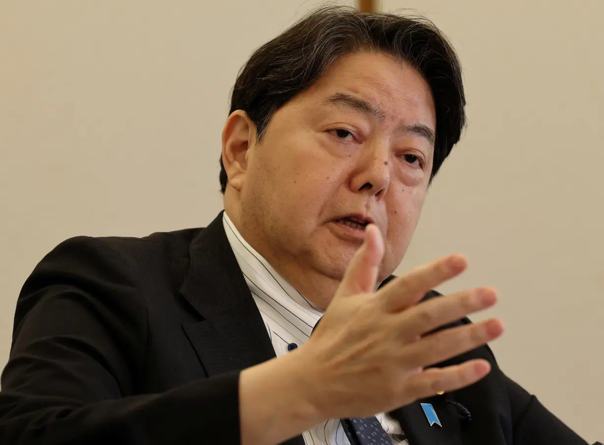 Japan's Chief Cabinet Secretary Yoshimasa Hayashi speaks during an interview with Reuters in Tokyo