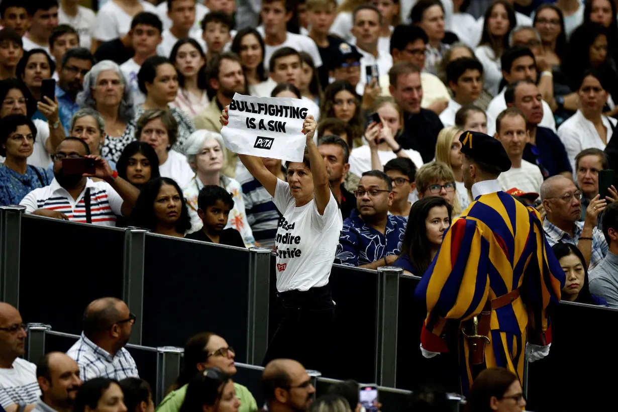 FILE PHOTO: PETA activists stage a protest during the weekly general audience