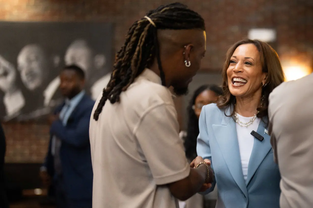 U.S. Vice President Kamala Harris visits Paschal's, a historic Black-owned restaurant in Atlanta, Georgia