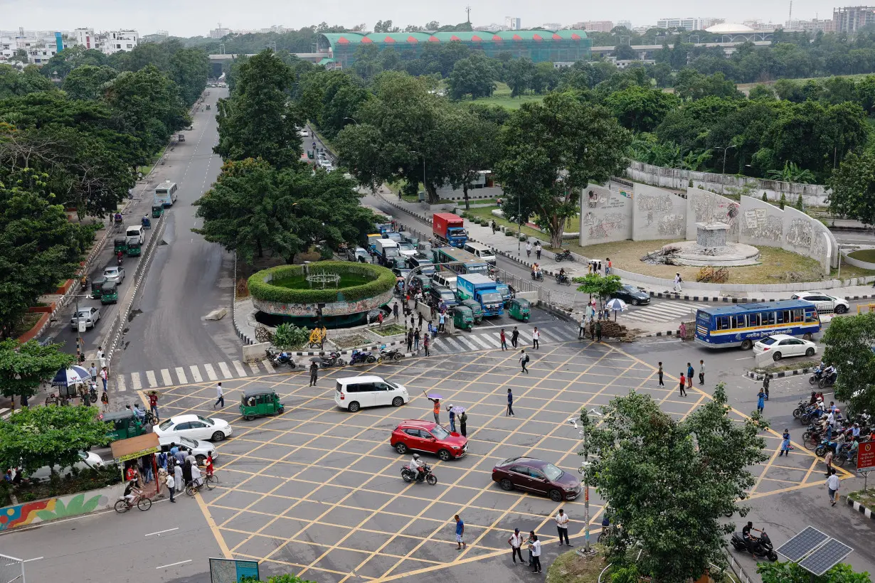 A view shows Bijoy Sarani intersection traffic, days after the resignation of former Bangladeshi PM Sheikh Hasina, in Dhaka