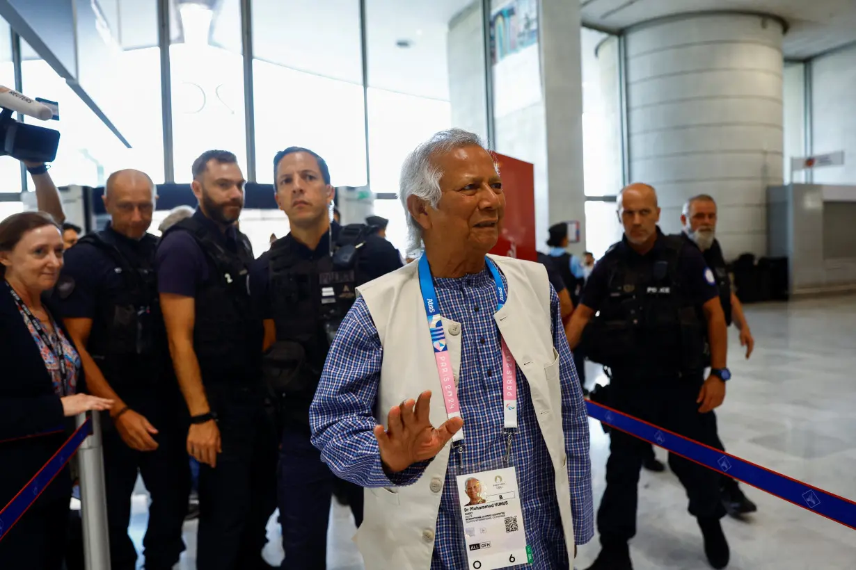 Nobel laureate Muhammad Yunus arrives at Paris Charles de Gaulle airport in Roissy-en-France