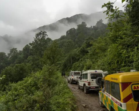 5 people killed in a helicopter crash in the mountains northwest of Nepal's capital