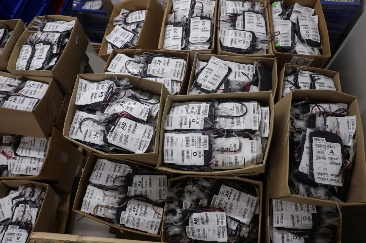 Blood which was donated in the days and weeks following the deadly October 7 Hamas attack is stored in Magen David Adom's fortified underground blood services centre in Ramla