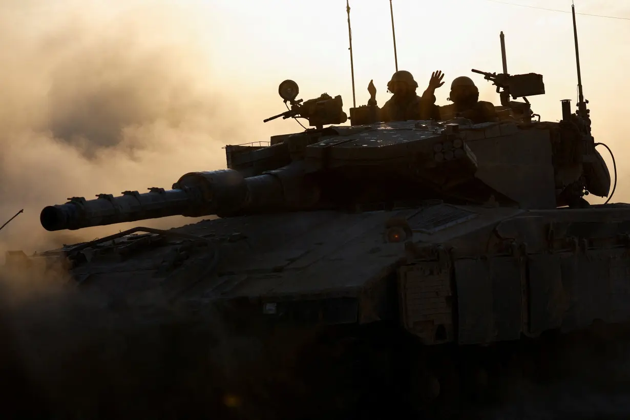 A tank manoeuvres near the Israel-Gaza border