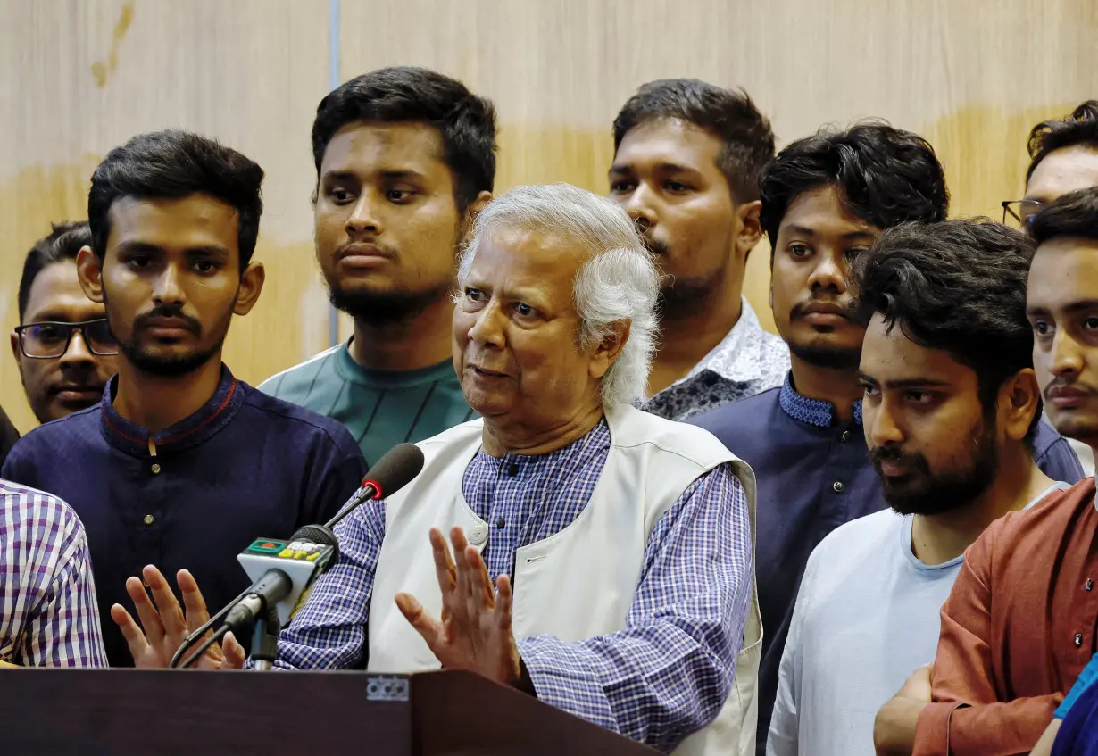 Nobel laureate Muhammad Yunus, who was recommended by Bangladeshi student leaders as the head of the interim government in Bangladesh, arrives at the Hazarat Shahjalal International Airport, in Dhaka