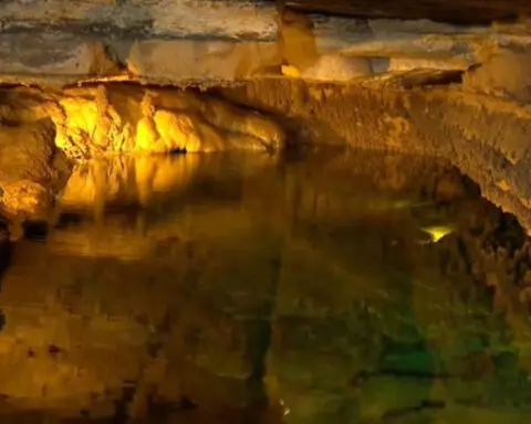 Mystery Cave believed to be the largest in Minnesota with 13 miles of passages, underground lakes