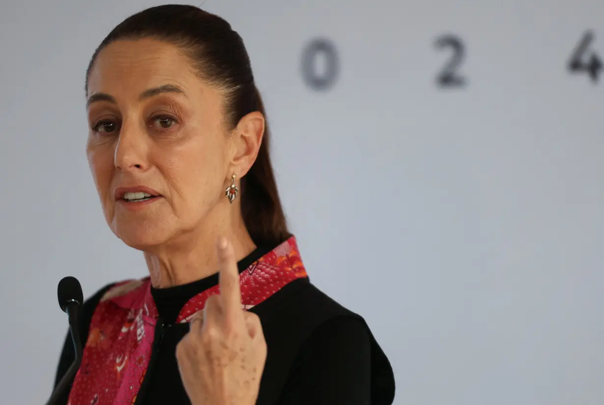 President elect Claudia Sheinbaum speaks at a press conferece in Mexico City