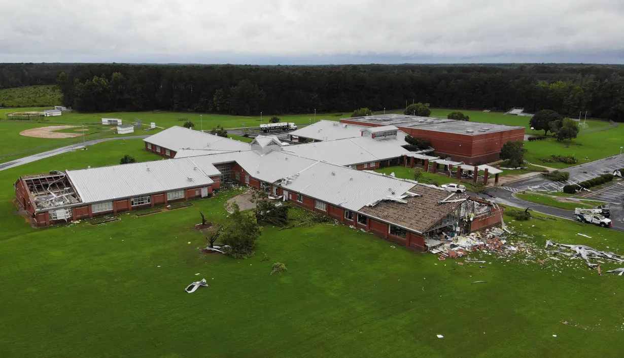 A tornado tore through Springfield Middle School in Lucama, North Carolina, on August 8.