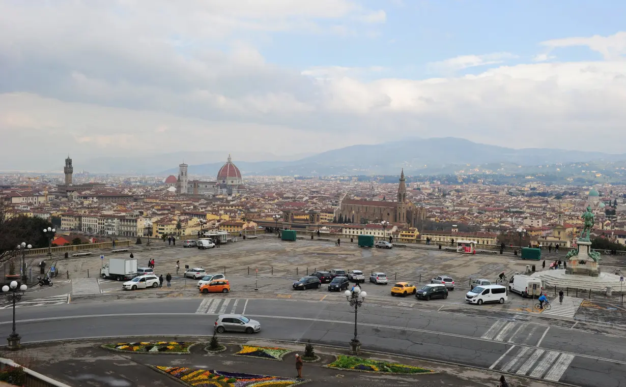 Florence skyline, viewed from Piazzale Michelangelo, virtually deserted as Italy battles a coronavirus outbreak, in Florence