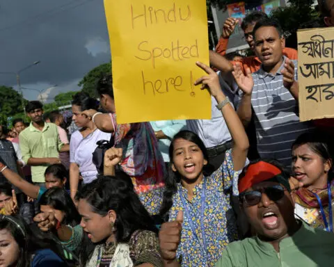 Hundreds protest in Dhaka over violence against Hindus in Bangladesh