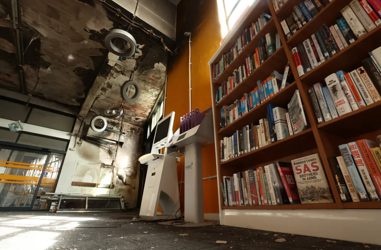 Spellow Hub library after being targeted and damaged by rioters in Liverpool