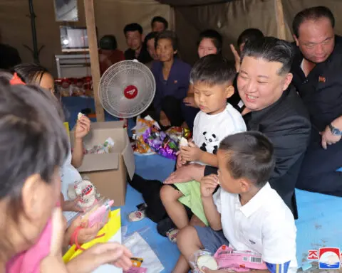 North Korean leader revisits flooded area, offers plan to bring people to capital, KCNA says