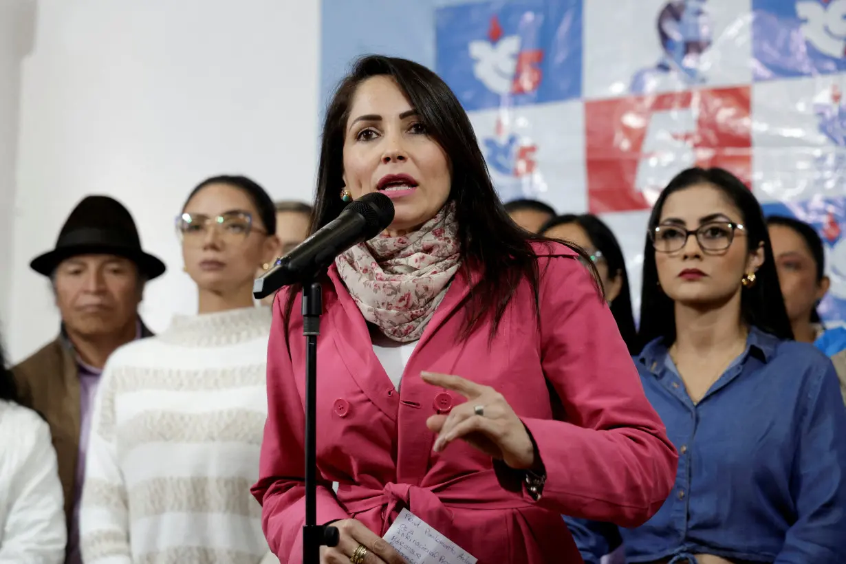 FILE PHOTO: Members of the Movimiento Revolucion Ciudadana party holds a press conference in Quito