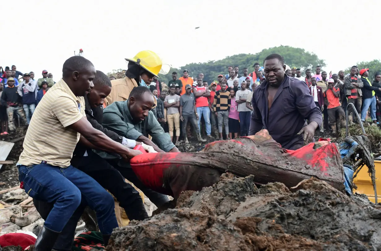 Aftermath of a landslide due to heavy rainfall, in Kampala