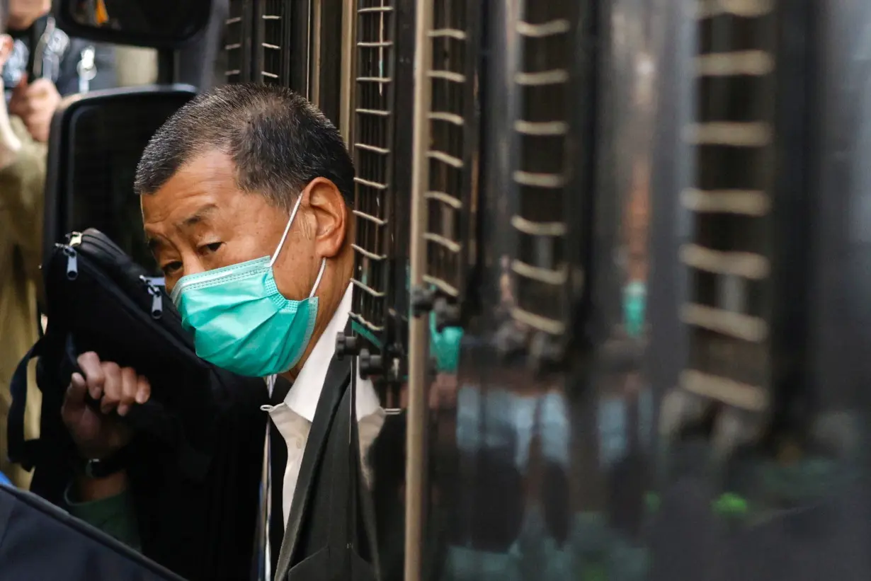 Media mogul Jimmy Lai, founder of Apple Daily, arrives the Court of Final Appeal by prison van in Hong Kong